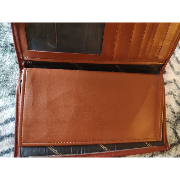 Vintage Amity Zipper Clutch Cowhide Soft Leather Wallet Burgundy Card Holder - Picture 6 of 8